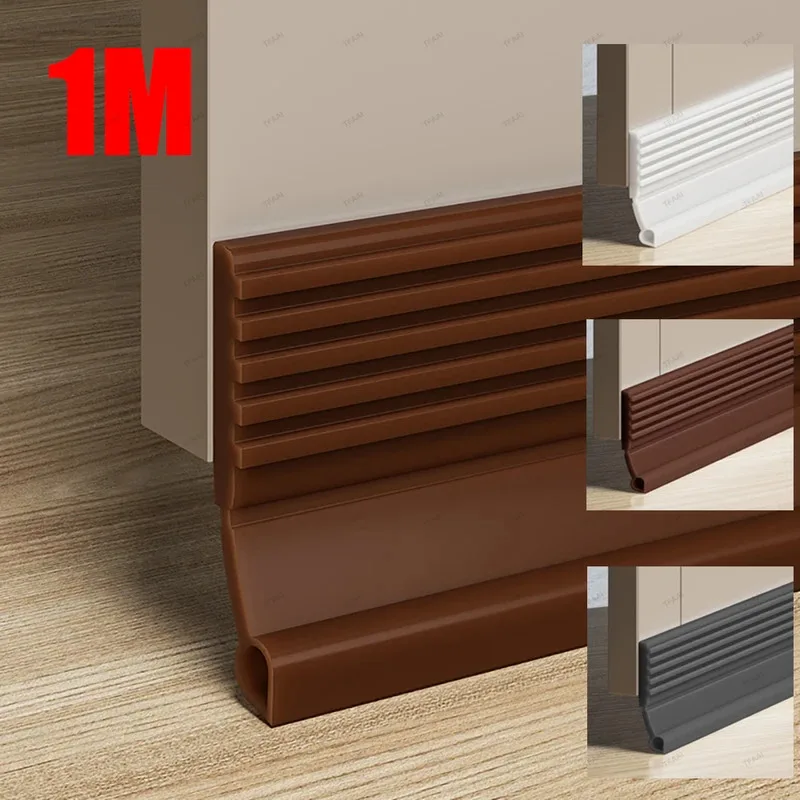 28/50mm Height Door Seal Strip Flexible Soft TPE Under Door Weatherstrip 1M Self-Adhesive Dustproof Windproof Stripping image 3
