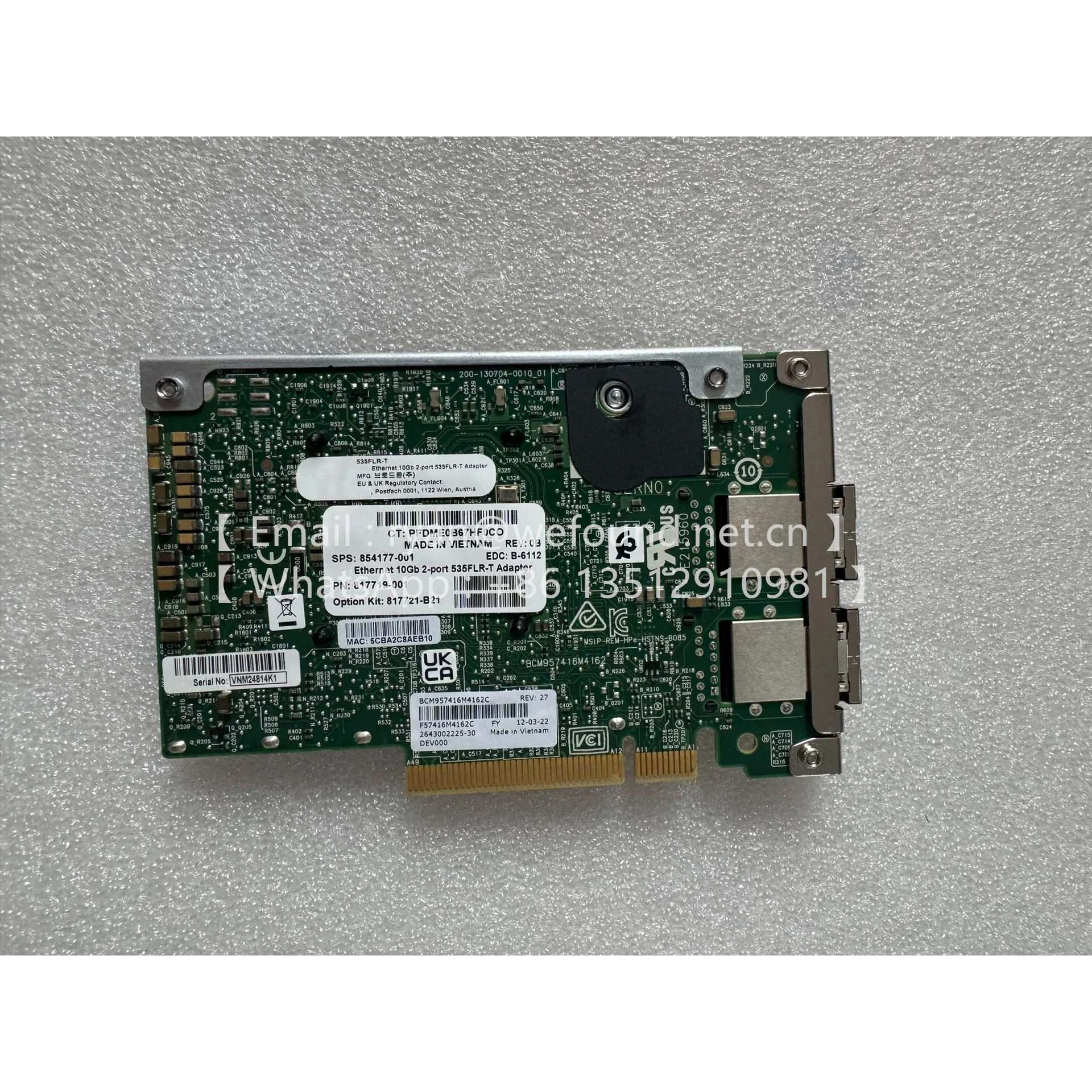 817721-B21 محول 10 جيجا بايت ثنائي منفذ 535FLR-T BCM57416