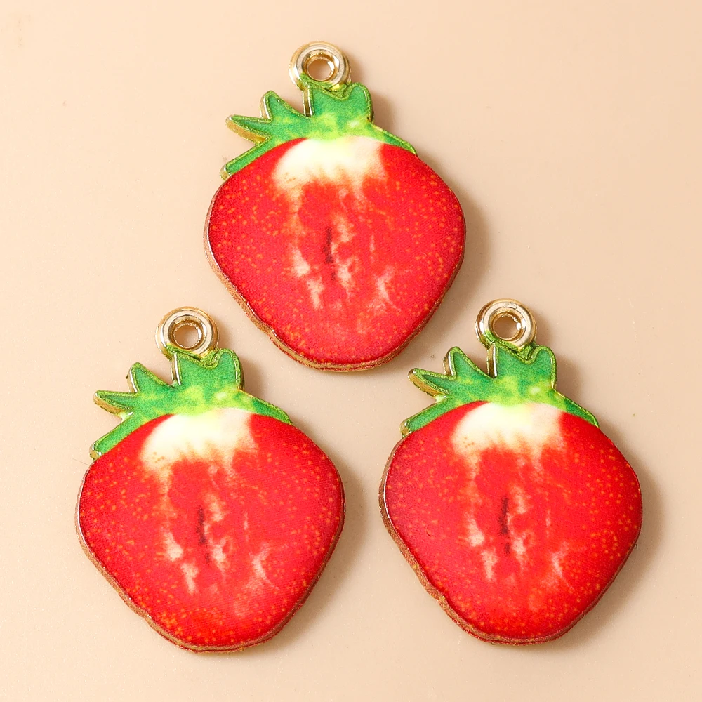 Leslie 20 Stück Charms Frucht Wassermelone Apfel Erdbeere Zitrone Anhänger für DIY-Bastelarbeiten Handgemachter Modeschmuck – Detail 20