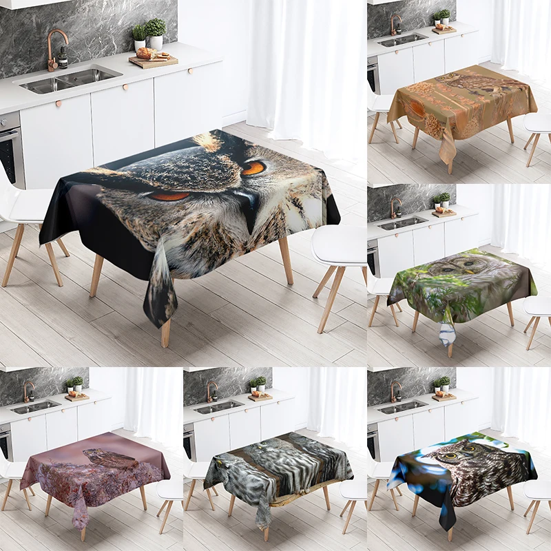 Owl Animal Tablecloth Party Restaurant Table Decoration Waterproof Rectangular  Kitchen New Home Decor