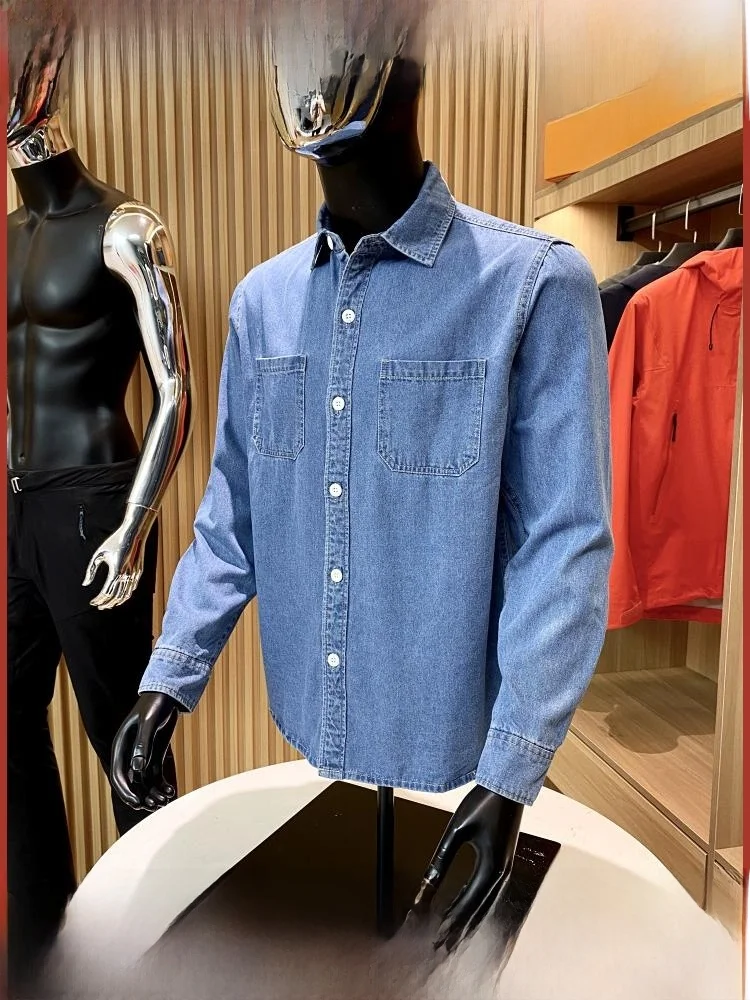 

Классические жареные 6 унций 00, хлопковая осенняя мужская повседневная длинная джинсовая куртка с тяжелой талией, модная верхняя одежда