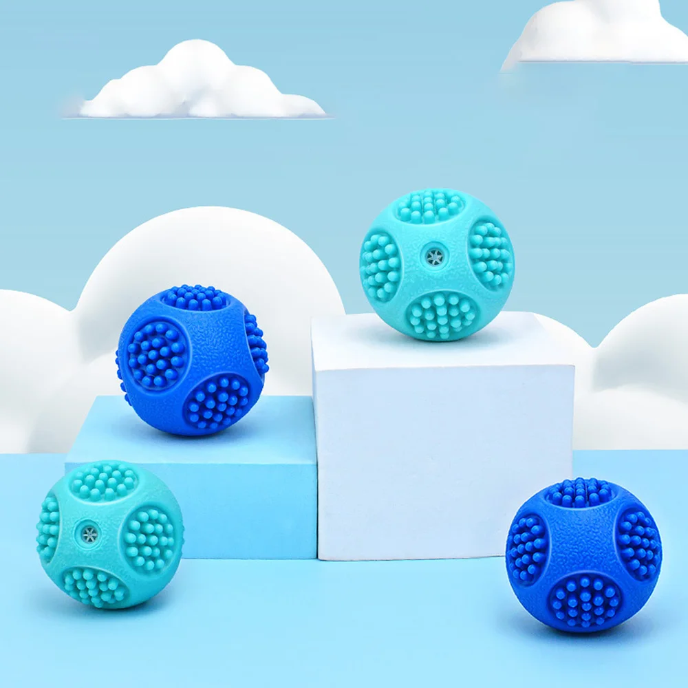 Elastic Spiky Squeaky Dog Chew Ball, Durable Teeth Cleaning Self Playing Toy for Puppies Large Dogs Interactive Play Accessory view 3