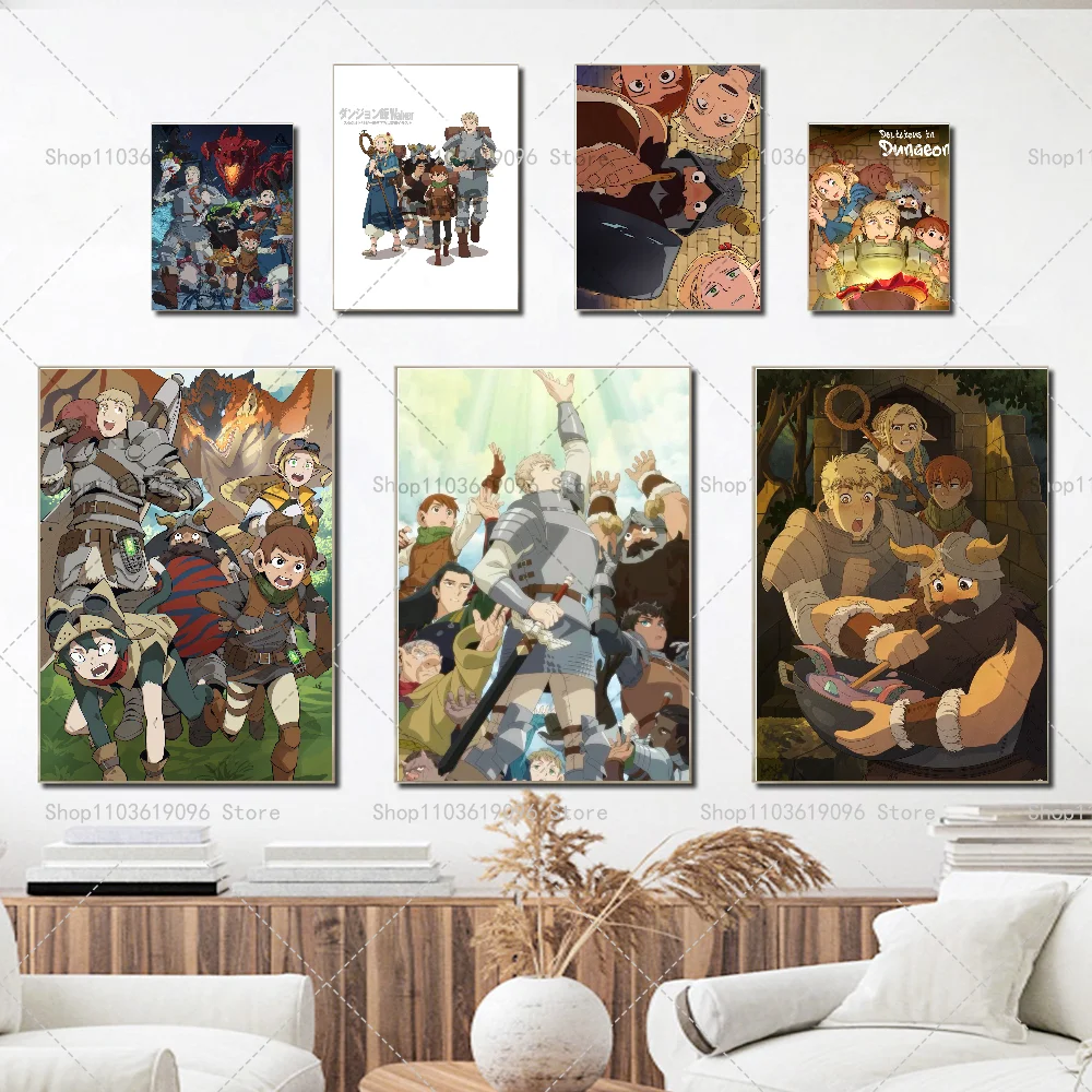 Anime Dungeon Meshi Poster Self-adhesive Art Waterproof Paper Sticker Coffee House Bar Room Wall Decor