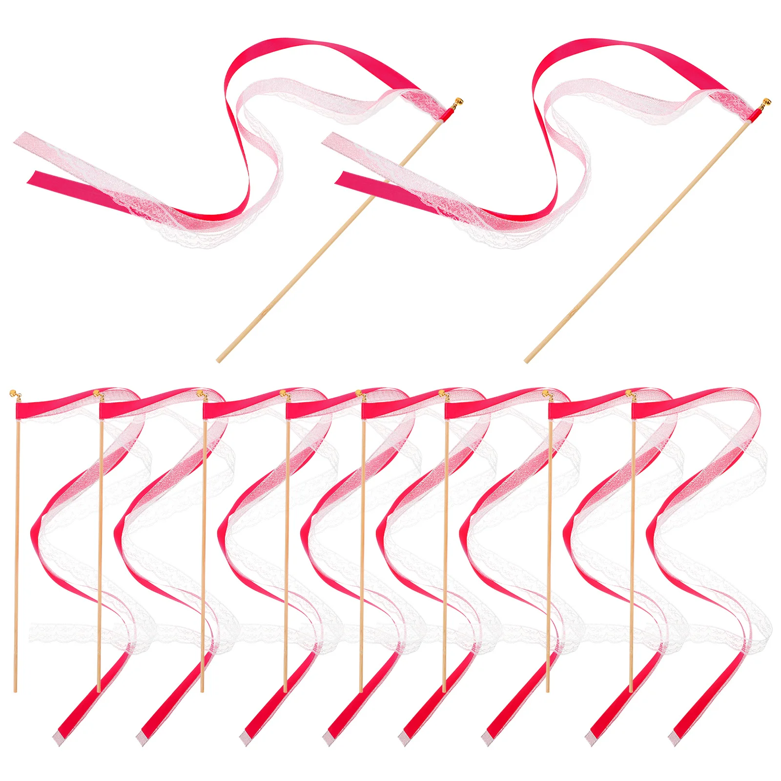 

10Pcs Ribbon Fairy Wands Bright Colorful Wedding Streamer Party Sticks Decorative Fairy Wedding Supplies Celebration Accessories