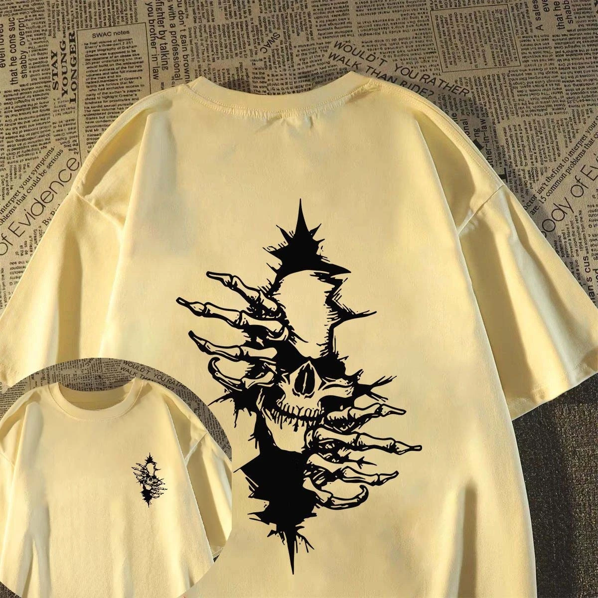 2026-nova-tendencia-cranio-escuro-poker-patternprinted-moda-manga-curta-feminina-casual-solto-camiseta-plus-size-tripulacao-pescoco-topo