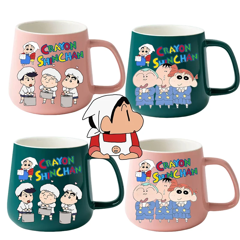 

400 мл керамическая кружка с карандашом Шин-тян, кофейные чашки, чашка для чая с молоком, кружка для завтрака, бытовая посуда для напитков с героями мультфильмов, кухонные аксессуары, подарки
