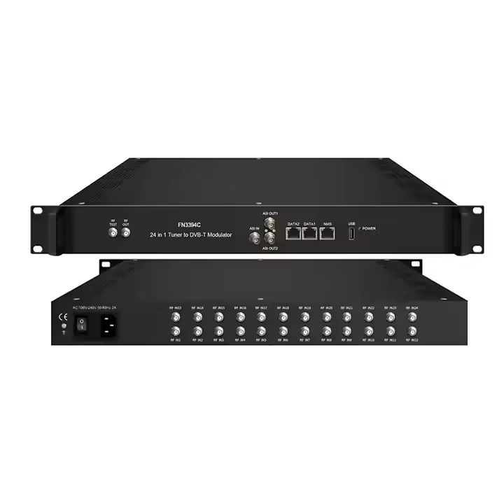 FN3394C Digital System 16/24 Channel FTA Tuner to 4 RF DVB-T dvb-c ISDB-T Remodulator Qam Remodulator