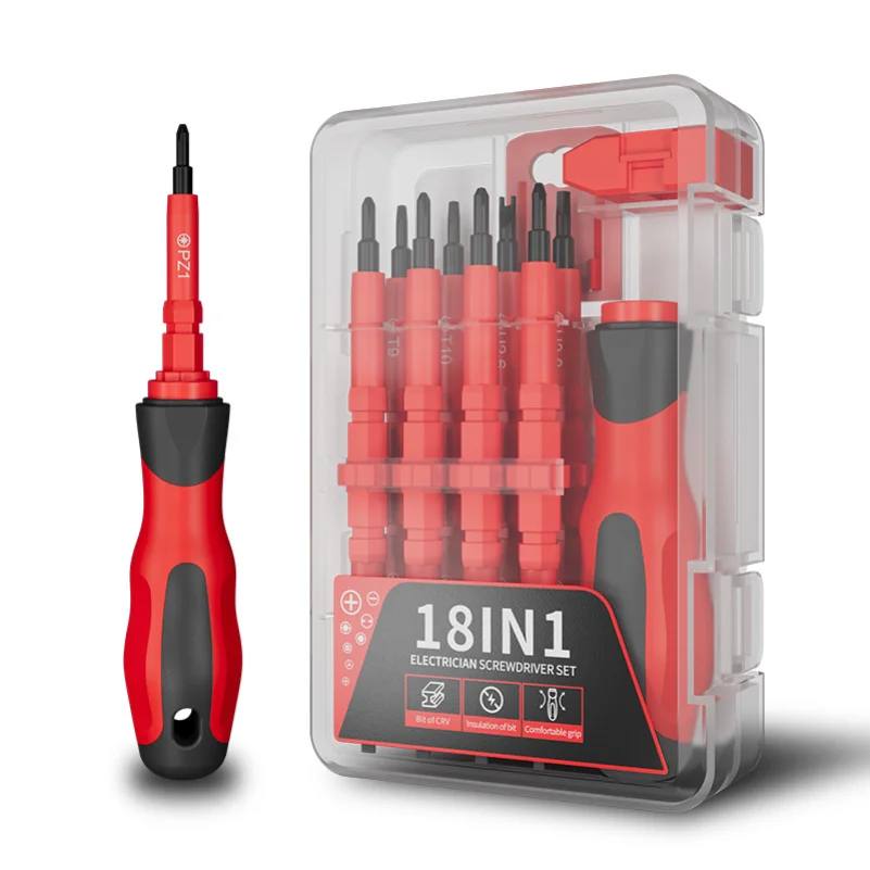 Shangchao 18-in-one electrician screwdriver set small insulated Plum Blossom cross screwdriver tool combination