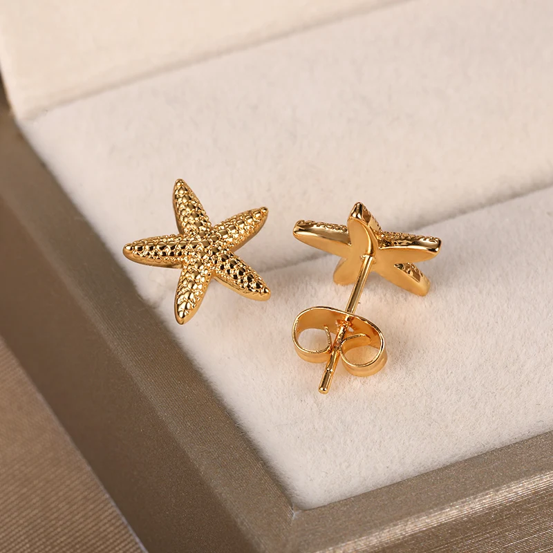 Pendientes grandes de estrella de mar para mujer, aretes de concha de mar, oreja redonda, joyería de playa de verano, regalo de cumpleaños 2023