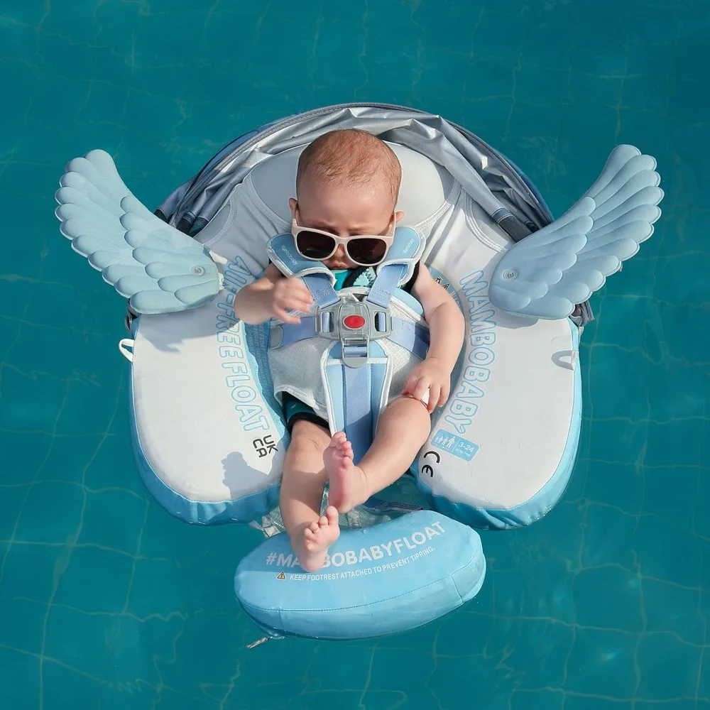 Float Add Tail Newest Baby Swim Float with Canopy Solid Pool Infant Swim Trainer Swimming Training Lying Air Free Water Floats