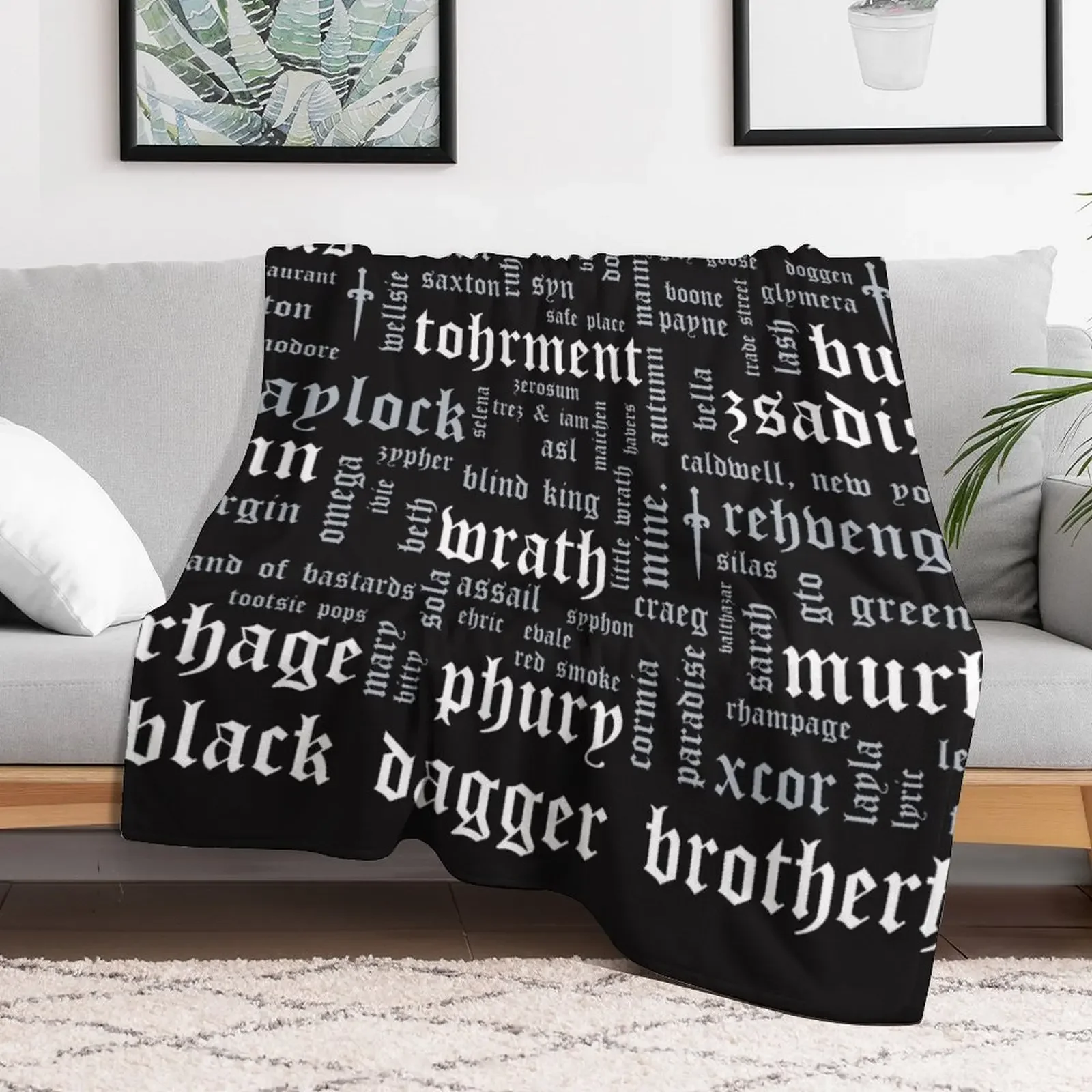 Black Dagger Brotherhood Word Cloud - Landscape Throw Blanket Extra Large Throw Luxury Thicken Blankets