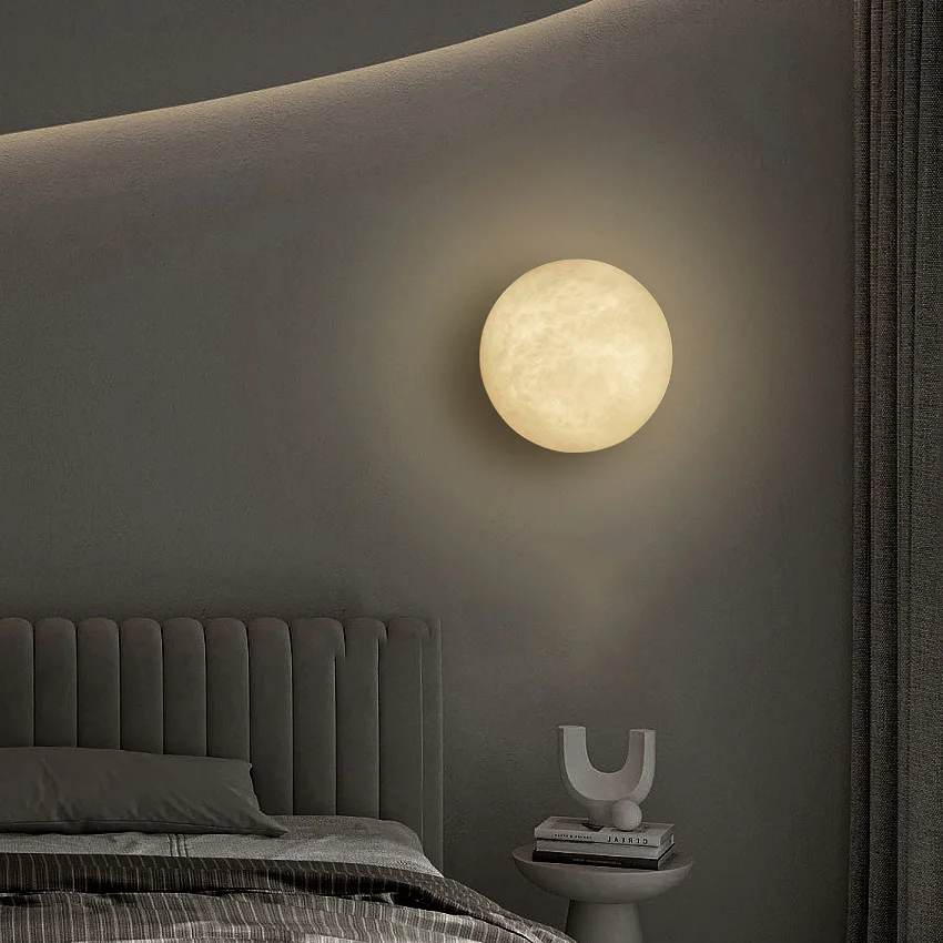 Spanish Natural Marble Wall Lamp Living Room Background Wall Bedroom Bedside Corridor Stairwell All Copper Wall Light Lustre