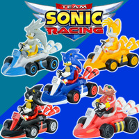 12cm Anime Sonic the Hedgehog Pull Back Car Sonic Tails & Eggman Action Kart Toys Figure PVC model Doll Kid Birthday Gifts