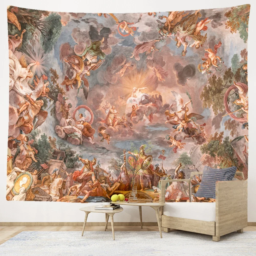 Tapestry for Bedroom Tapestry Curtain Oil Painting Ancient Greece Shinhwa Tapestry The Medieval Times Wall Hanging Polyester