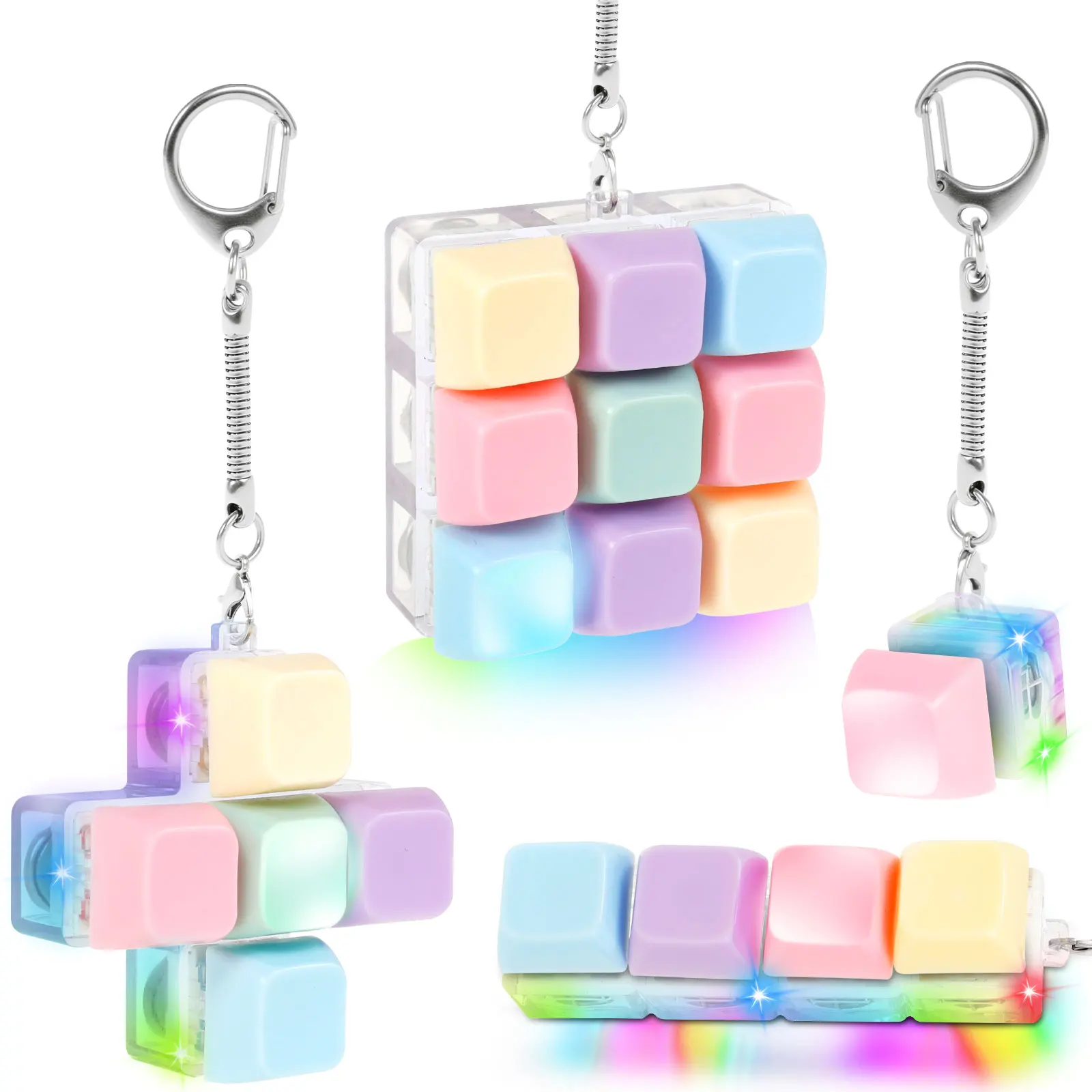 

4/5Pcs Keyboard Caps Pendant Mechanical Keyboard Keychain Toy Stress Relief DIY Fidgets Button Keycap Keychain Keyboard Keyring