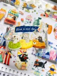 Lovely Cat Outing Diary PET Washi Tapes Craft Supplies DIY Scrapbooking Card Making Decorative Plan Sticker