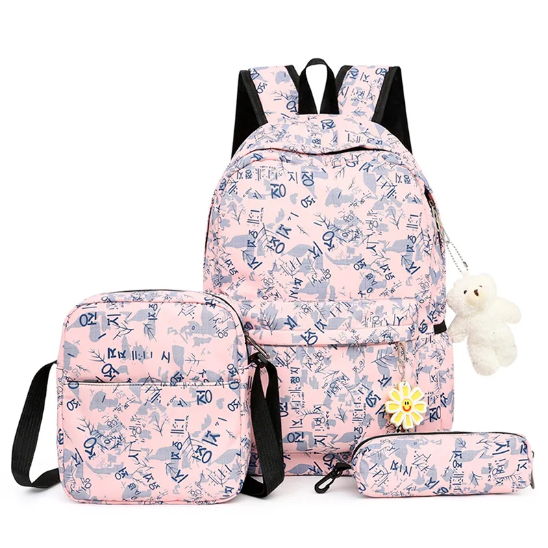 Mochilas escolares con estampado de 3 unids/set para niños y niñas, morral escolar de moda para estudiantes