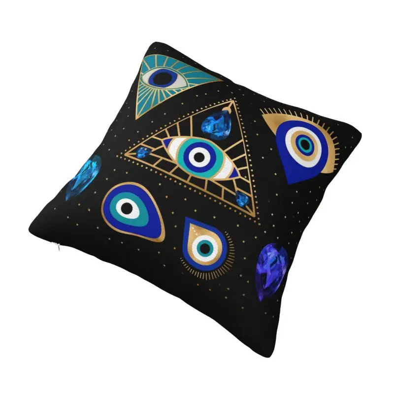 Juste de coussin de luxe personnalisable avec symboles du mauvais œil, taie d'oreiller douce, amulette, Nazar, Turquie