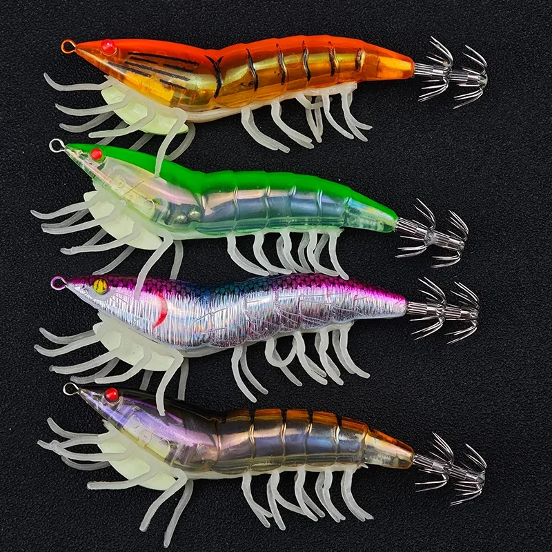 8 Stück/Set 12cm/27g Leuchtender Tintenfisch-Jig-Haken Garnelen-Köder Künstliche Angelzubehör Oktopus-Angelzubehör – Detail 1