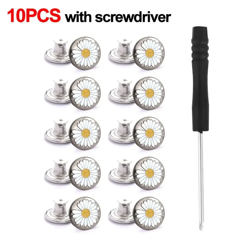 10 stuks/verpakking 17mm verstelbare spijkerbroek tailleverlenger knopen zonder spijkers, afneembare kledinggespen met gratis schroevendraaier inbegrepen