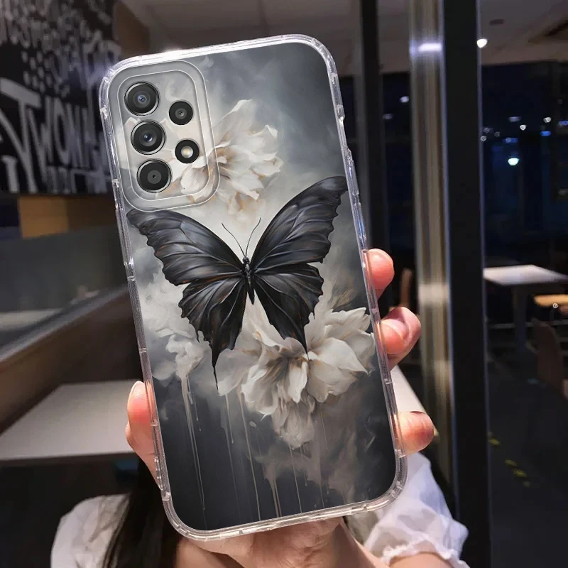 เคสโทรศัพท์ลายผีเสื้อแฟชั่นสวยงามสำหรับ Samsung Galaxy A73 A54 A34 A35 A26 A24 A25 A15 A14 A36 A13 A55 A23 A56 A33
