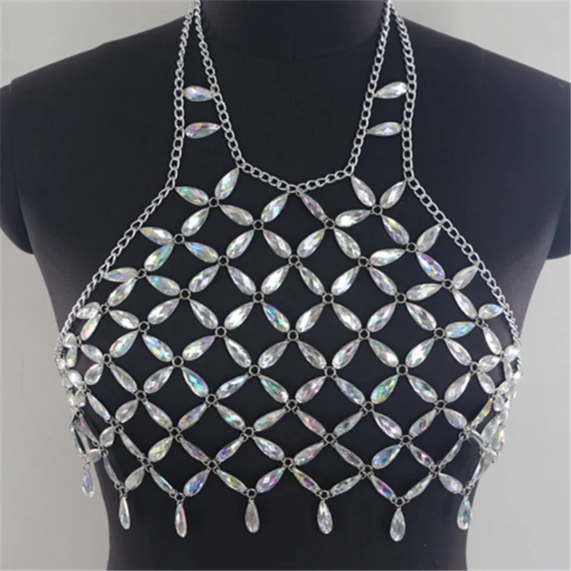 Body Jewelry Sexy Bikini Bra Chain Waist Chain Birthday Party night club Dance Totally Hand-made grid Chest chain