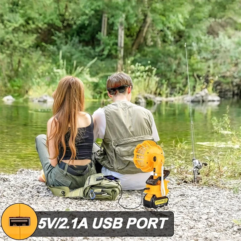 Battery Powered Clip Fan for Makita/Dewalt/Bosch/Milwaukee/Ryobi 18V Li-ion Battery Cordless Camping Fan with USB Port