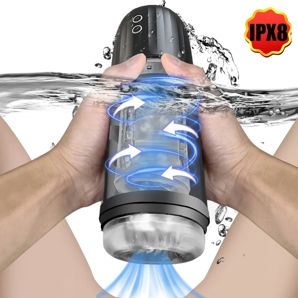 

IPX8 Waterproof Male Masturbation Toys Automatic Rotation Sucking Machine Glans Trainer Masturbator Sex Tos for Men Adults Goods