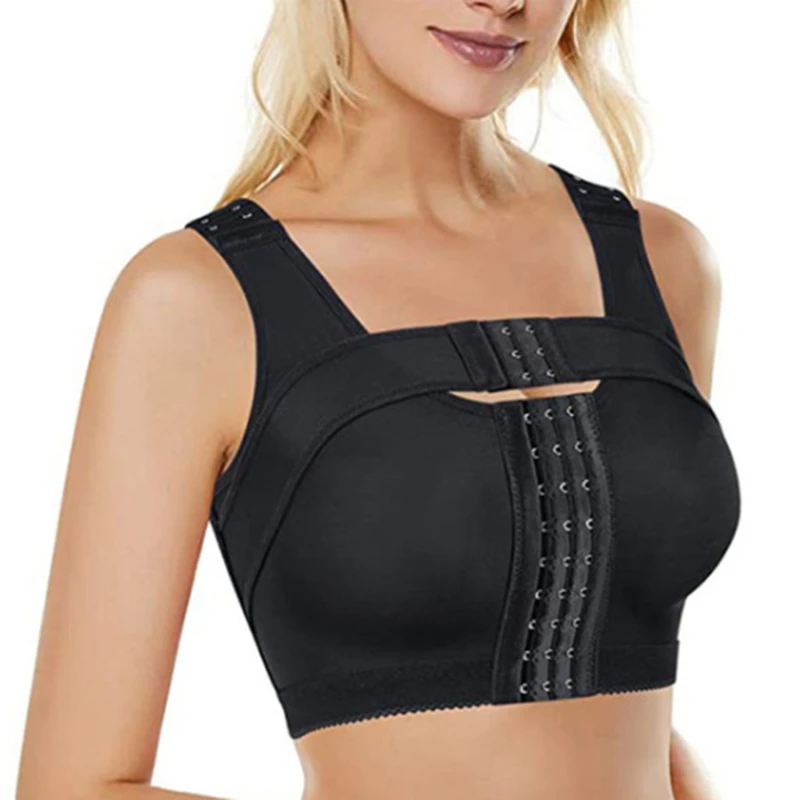 Women Post-Surgery Shaper Front Closure Bra Compression Posture Corrector Crop Top With Breast Support Band NEW