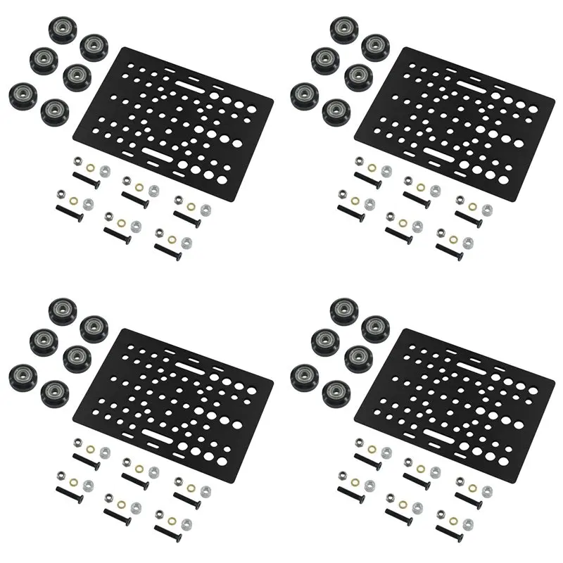 NDIN-4X V-Slot Gantry Plate Set 20-80Mm With V-Slot Solid V Wheel Pom Kit For Profiles Cnc Machine Part 3D Printer Parts