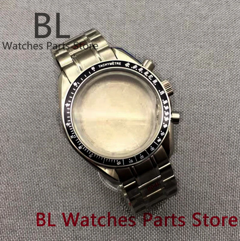 BL 39mm Silver Black Stainless Steel Watch Case For VK63 Movement Modified Replacement Watch Accessories Sapphire Glass image 3