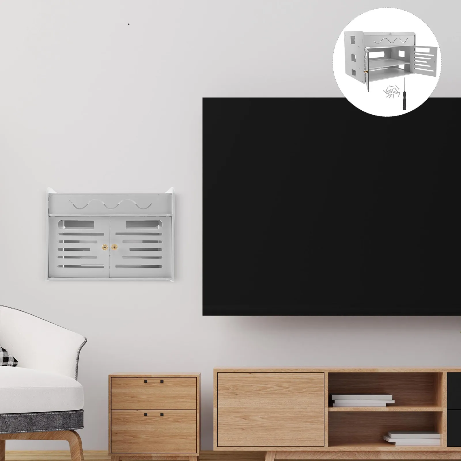 Boîte de rangement pour routeur sans fil à 3 niveaux, support pour routeur WiFi, boîte organisatrice de câbles, support de gestion des câbles de modem et de multiprises