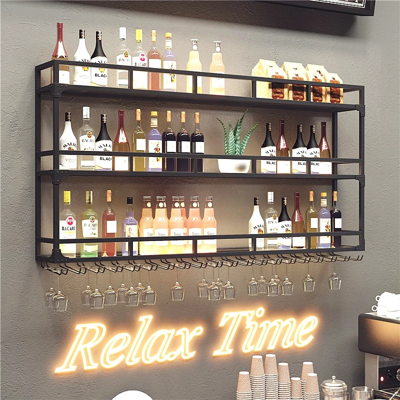 

Nordic creative wine rack wall hanging wine cabinet bar background decoration wall rack restaurant home wine glass rack upside d