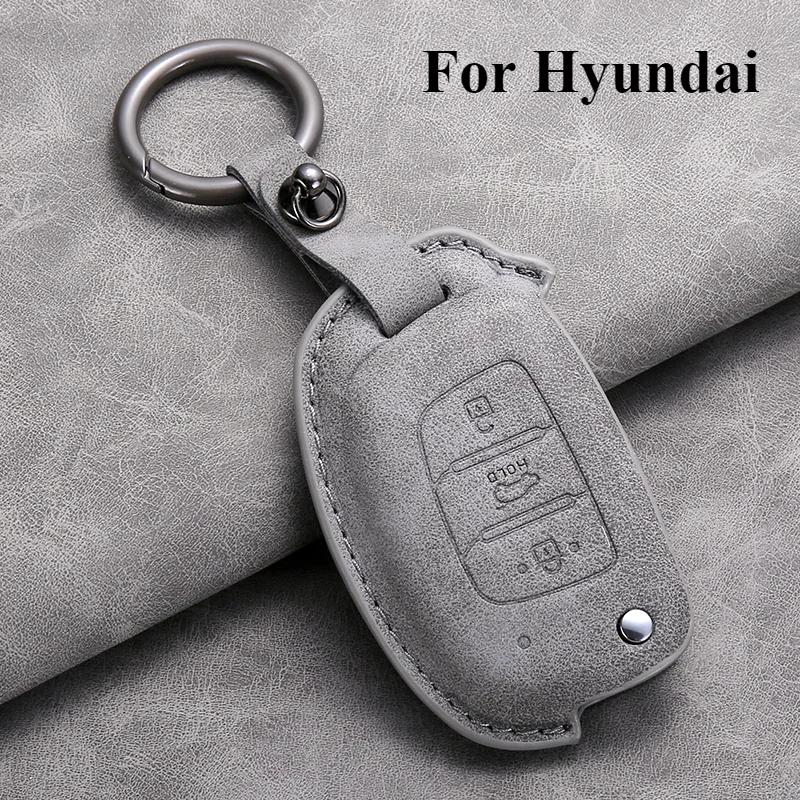 Leather Car Flip Key Case Cover for Hyundai Grand I10 2023 I20 I30 IX35 IX45 HB20 Elantra Solaris Sonata Santa Fe Sport Tucson