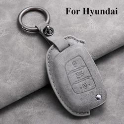 Leather Car Flip Key Case Cover for Hyundai Grand I10 2023 I20 I30 IX35 IX45 HB20 Elantra Solaris Sonata Santa Fe Sport Tucson