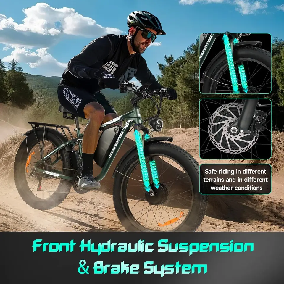 BAOLUJIE 2603 3000W Dual Motors Electric Bike 35MPH 48V25Ah Battery Hydraulic Disc Brake Electric Mountain Bike【1 Year Warranty】 image 6
