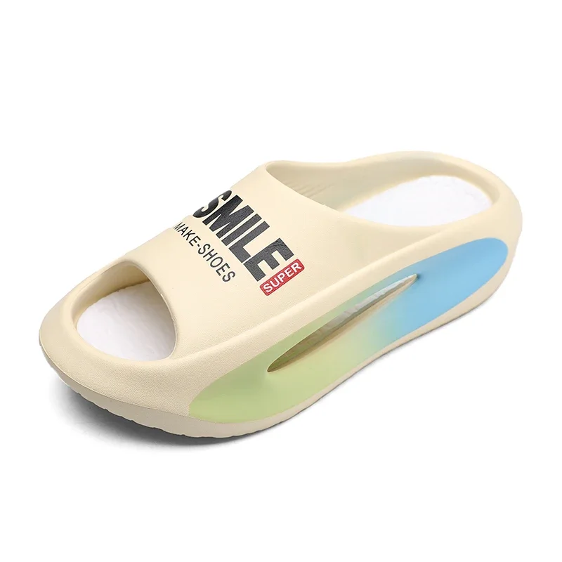 Sommer Unisex Yzy Slide Slip auf atmungsaktiven Wasser Strands andalen Flip Flops leichte Lächeln Hausschuhe für Männer drinnen und draußen