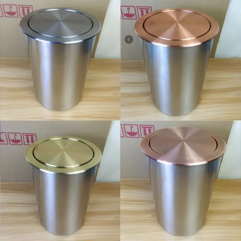 Kitchen Cabinet Recessed Countertop Stainless Steel Trash Can,Balance Swing Flap Lid Garbage Bin for Restaurant/Hotel/Office