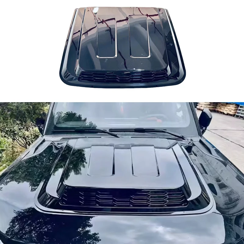 Car ABS Hood Fit for JETOUR Traveler T2 2024 Modification Black Warrior Hood Air Intake Decorative Stickers Car Exterior Parts