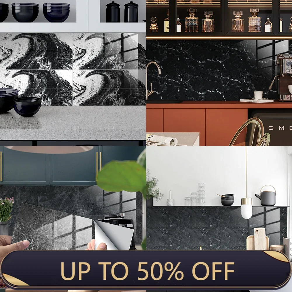 Imitation Marble Grain Tile Paste Thick Cover Crystal Film Decorative Renovation Wall Paste Wallpaper Wall Stickers