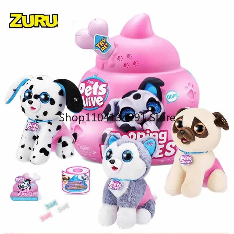ZURU ペットアライブうんちをする子犬子供用シミュレーション電気ペット犬かわいいペットスターマンファミリーおもちゃアクションフィギュアホリデーギフト
