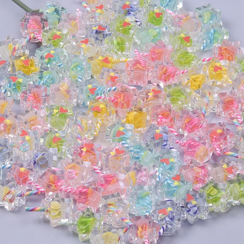 10/20Pcs Mix Random Beverage Bottles Milk Tea Cup Charms Finding Handamde Cute Resin Star Drinks Pendant For Jewelry Making Bulk