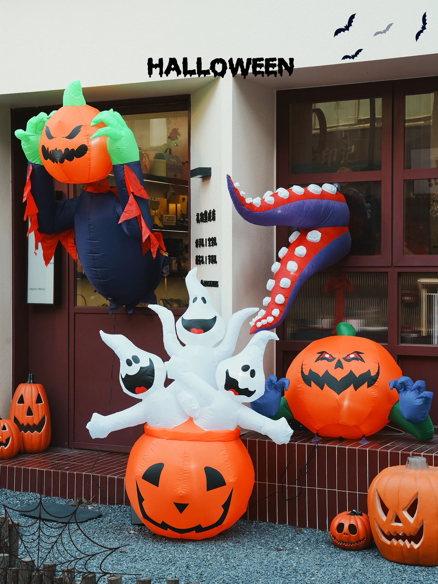 Halloween decoration luminous pumpkin lamp props door store scene arrangement bar outdoor atmosphere theme pendant