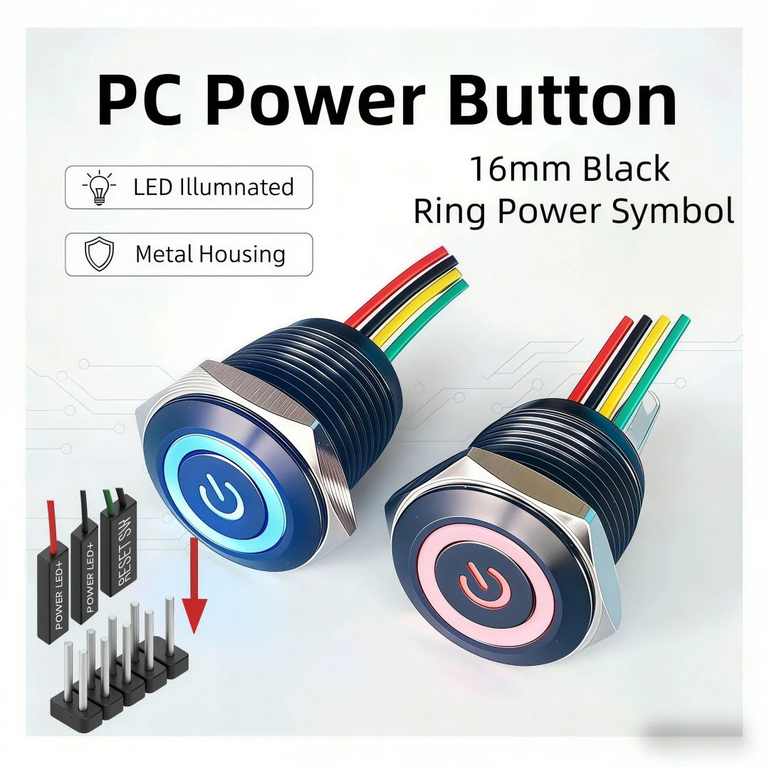 Wholesale PC Start Reset Switch LED with 50cm DuPont Line/pf 12mm/16mm/19mm/22mm
