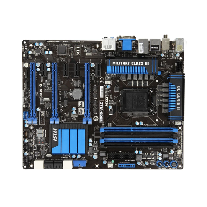 MSI Z77A-GD65 Motherboard with Intel LGA 1155 socket Supports 3rd Gen Intel Core i7/i5/i3/Pentium/Celeron processors