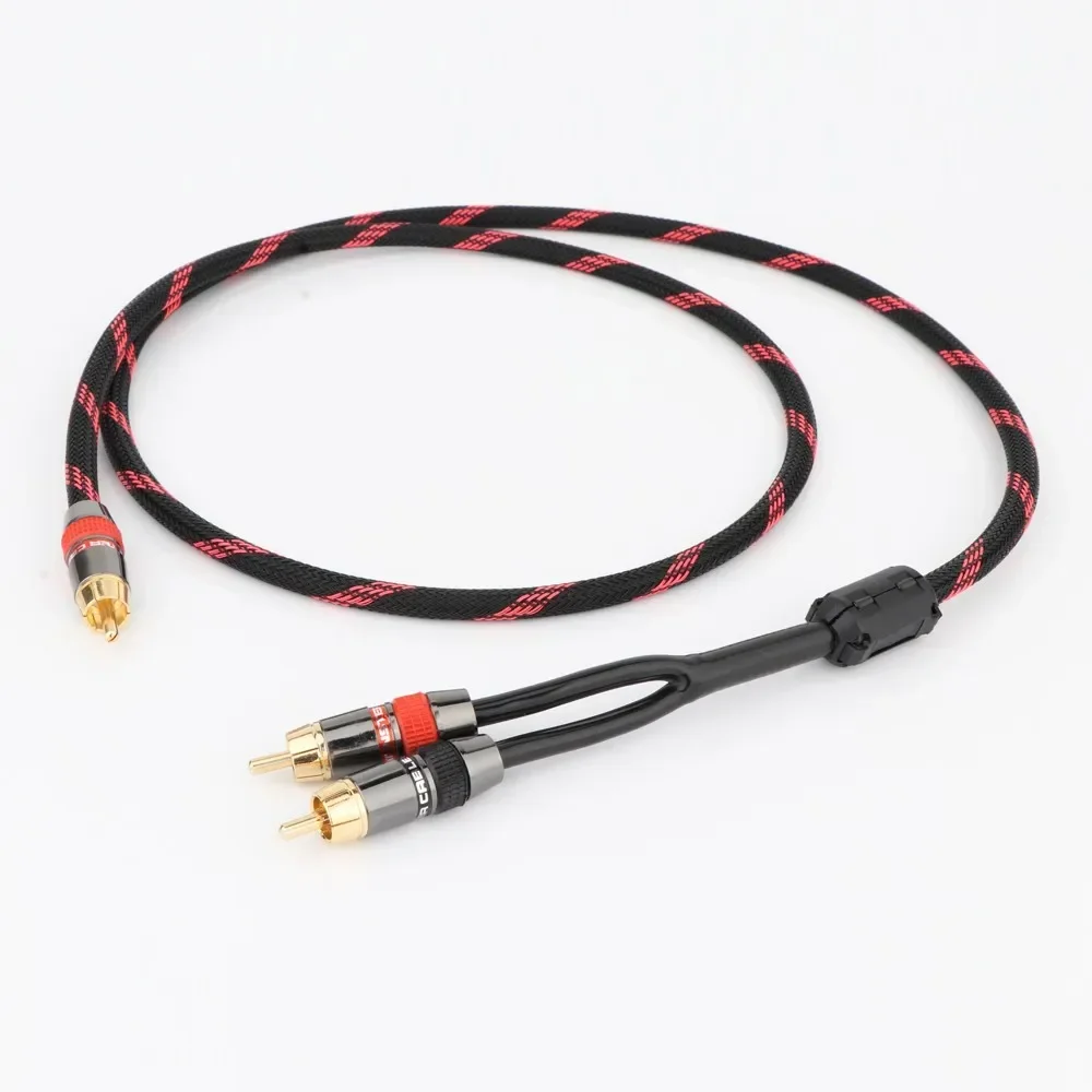 Preffair HIFI Pure Copper Single RCA to Dual RCA Subwoofer audio cable One Sub-2 Splitter Y RCA Cable