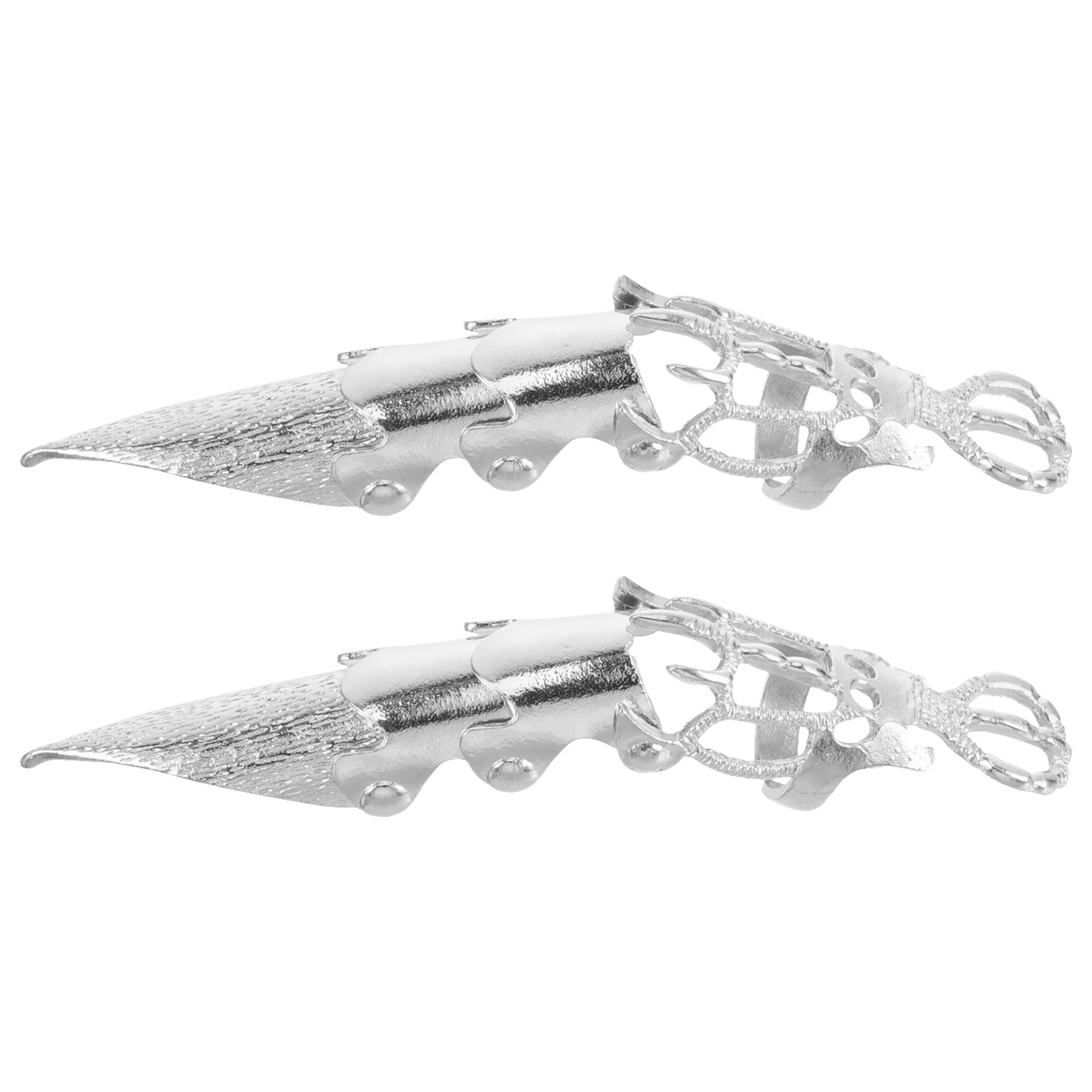 

2pcs Extra Long Alloy Adjustable Ring Punk Style Finger Joint Ring For Festival Party Gothic Jewelry Decor, Fashion Accessories