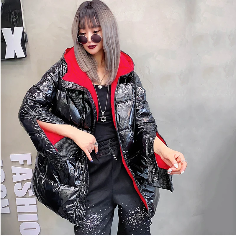 Winter New Womens Down Cotton Jacket Windproof Glossy Warm Parka Long Thicker Coats Female Full Sleeve Thick Streetwear Outwear