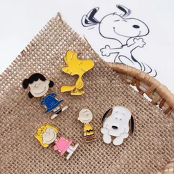 Cute Snoopy Cartoon Brooch Anime Figure Enamel Pins Decoration Badge Applicable To Collar Backpack Lapel Pin Jewelry Accessories