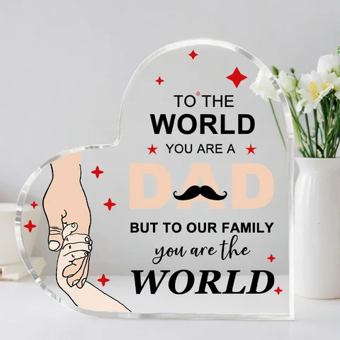 1 Pcs transparent gift Presents From Daughter son for my best Dad heart-shaped Gift For my father home Ornaments Birthday gift